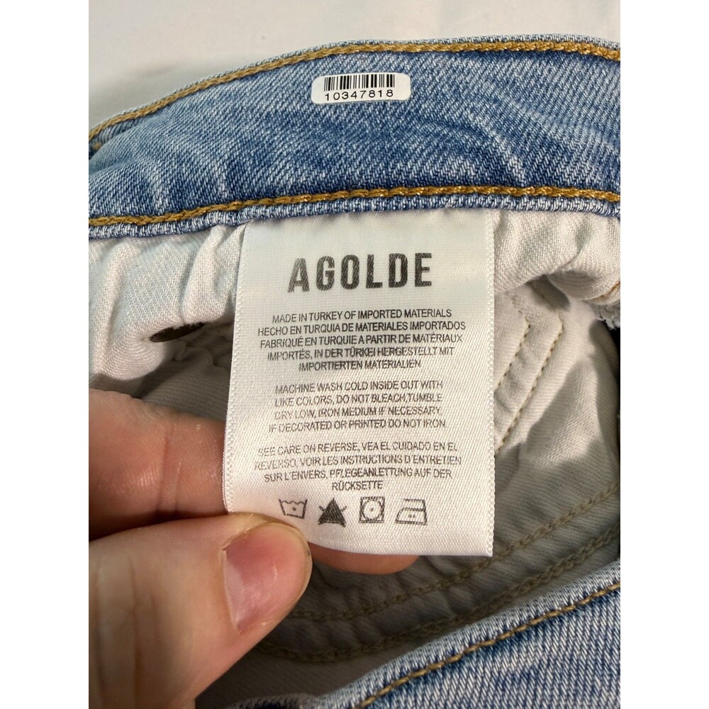 Agolde Riley High Rise Straight Crop Medium Wash Slim Straight Size 28 - Picture 6 of 16